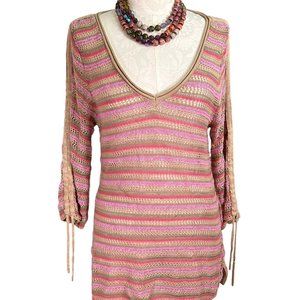 DKNY Open Weave Knit Tunic Cover-Up V-Neck XL